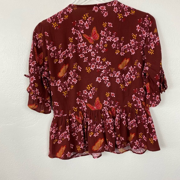 Madewell tie-sleeve wrap top Butterfly sanctuary - Picture 6 of 8